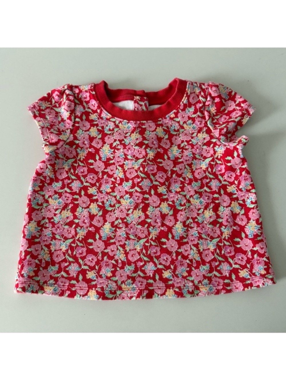 Janie and Jack Red Pink Floral Summer Short Sleeve Top Girls Size 5